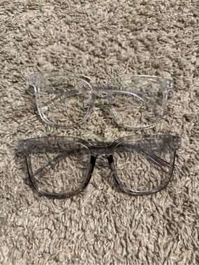 Clear and Smoke Transparent Square Glasses Duo